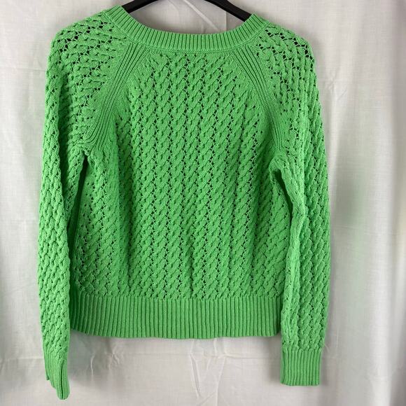 Talbots  Green V-Neck Cable Knit Long Sleeve Sweater Size Medium - Picture 2 of 6